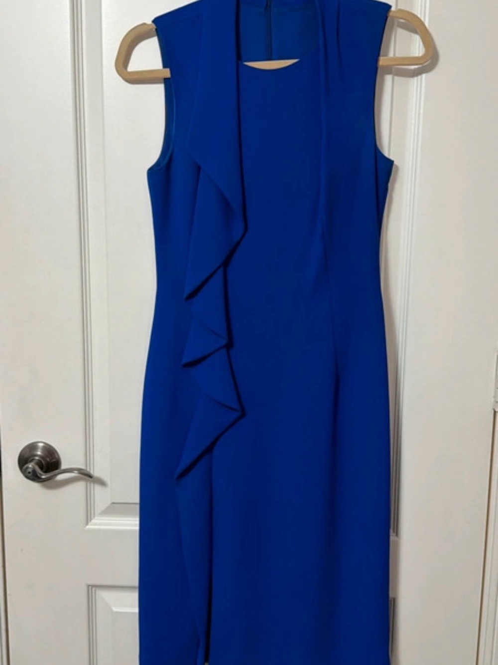 ANTONIO MELANI Royal Blue Sleeveless Ruffle Midi Dress Size 2
